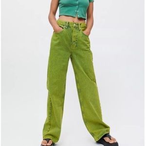 BDG High Waisted Baggy Jean in Electric Green